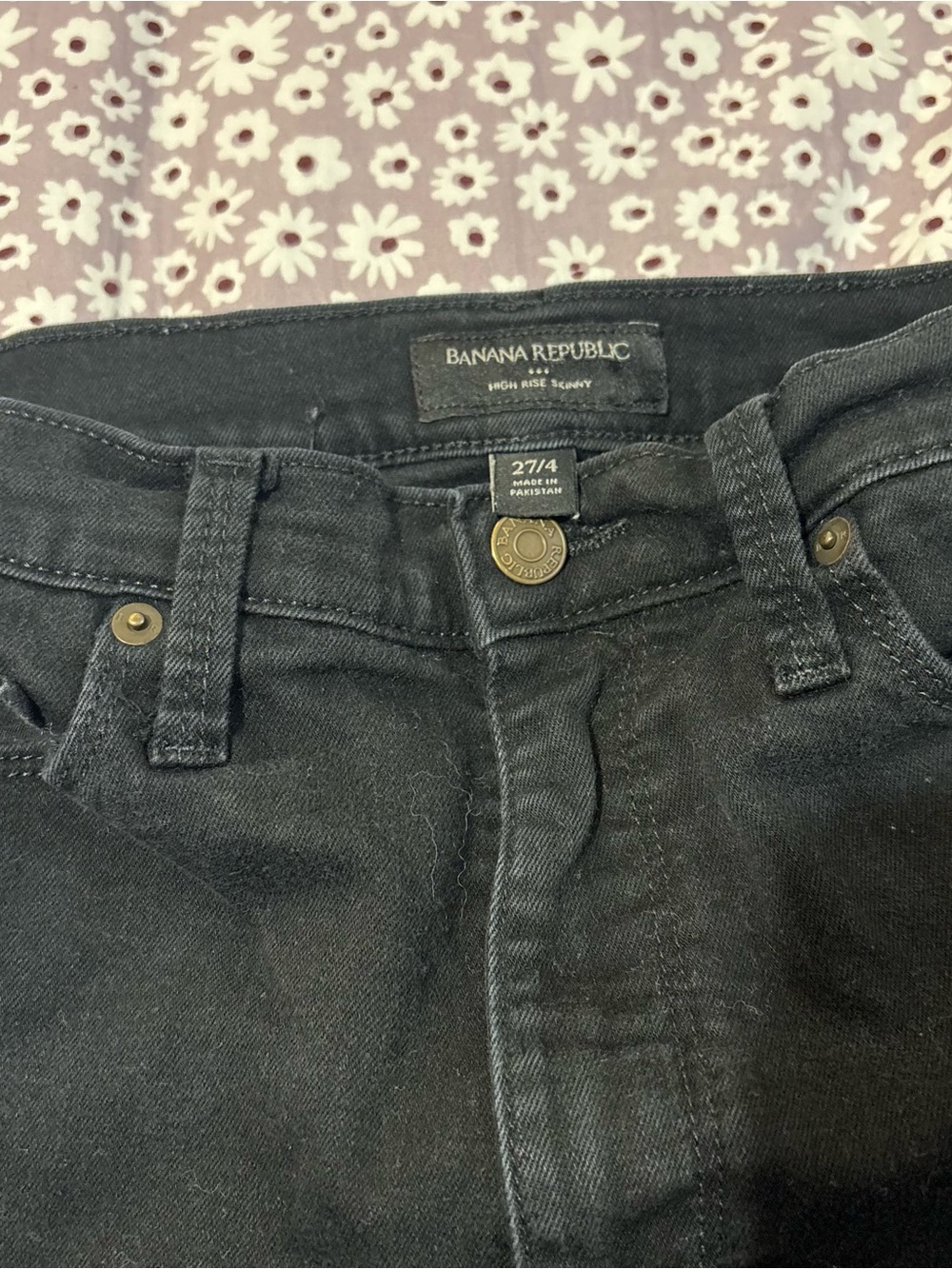 Banana Republic Black High-Rise Skinny Jeans -Black